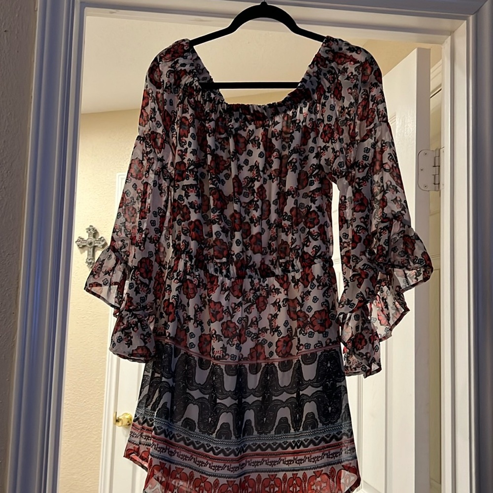 Off the shoulder Butterfly wings multi color floral dress